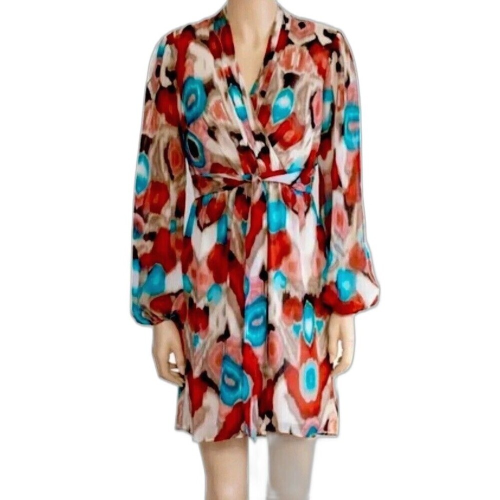 Laundry By Shelli Segal 100% Silk Floral Mini Dress Size 4 Vintage 90s Lined